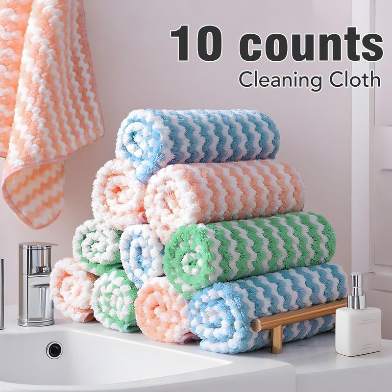 10 Counts Microfiber Cleaning Cloth, Super Softabsorbent Dish Towels Rags Cloths for Washingdishes and Kitchen Drying Cleaning Housekeeping, Random Color