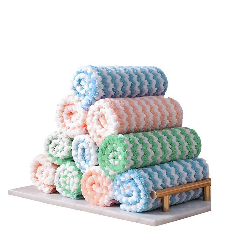 10 Counts Microfiber Cleaning Cloth, Super Softabsorbent Dish Towels Rags Cloths for Washingdishes and Kitchen Drying Cleaning Housekeeping, Random Color